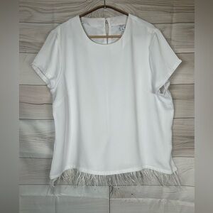 Crown & Ivy White Boxy Embellished Blouse. Size XL